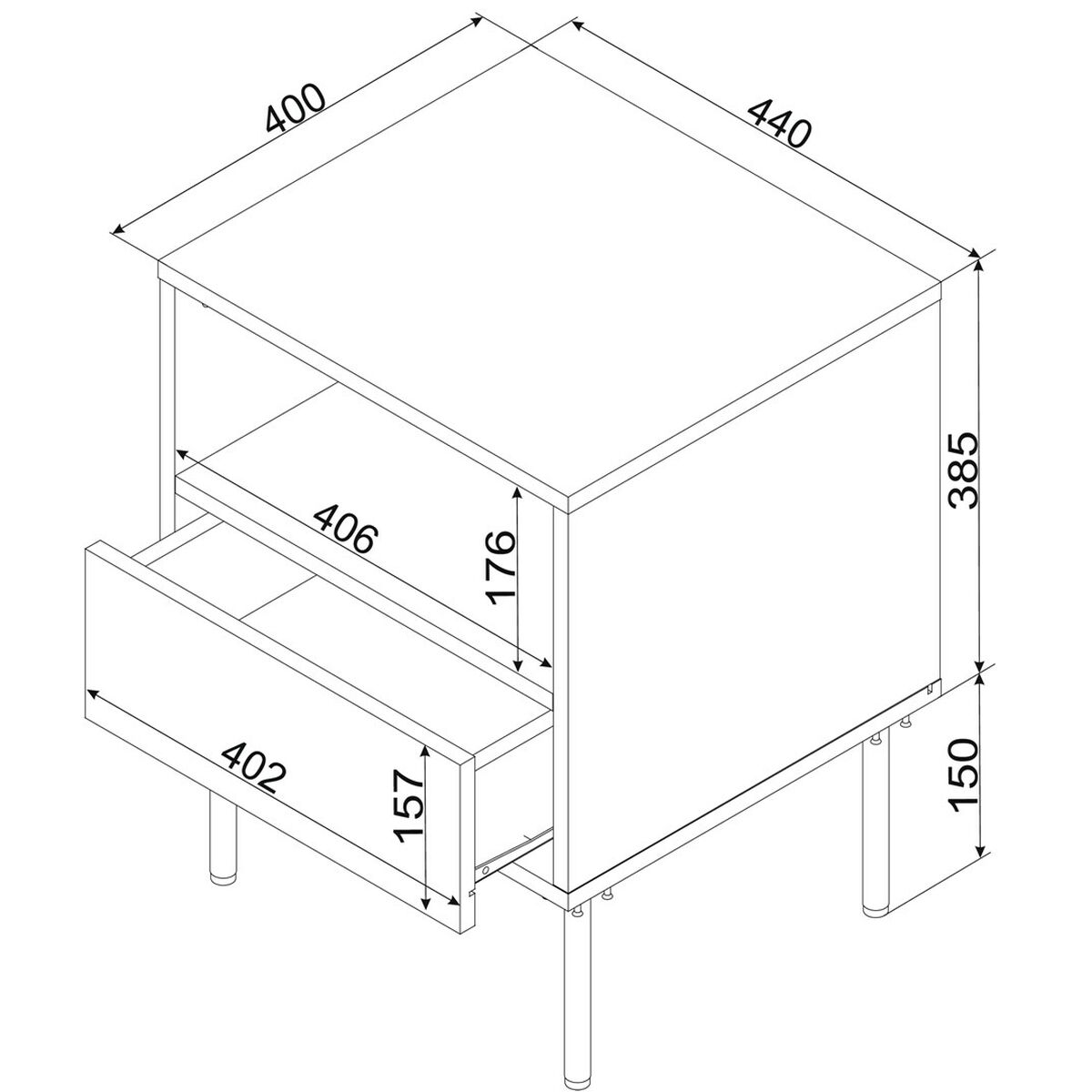 Noptieră Cama Meble TRESSE 400091 Verde